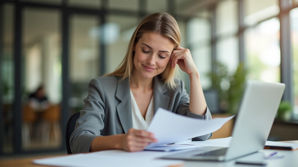 Person reviewing financial documents with confidence