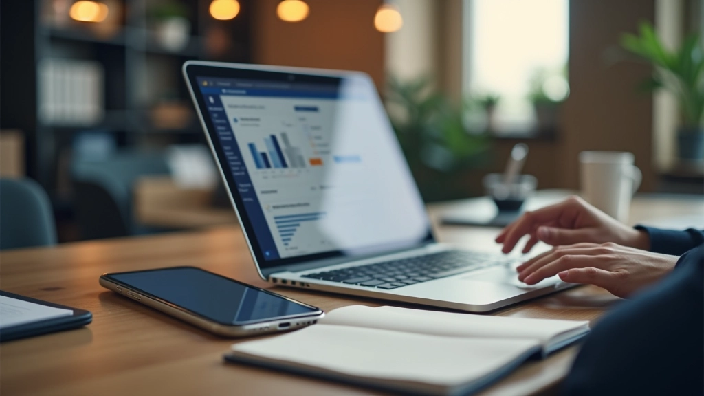 Smartphone und Laptop auf einem Schreibtisch zeigen Banking-App, sichere finanzielle Planung und digitales Banking